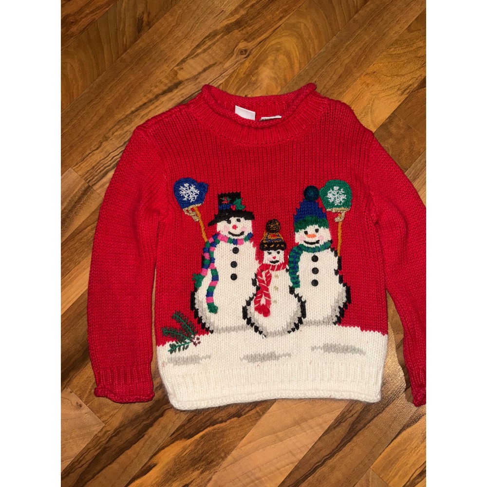 UR It Snowman Family Knit Sweater Kids 3T Red red Holiday Winter vintage
